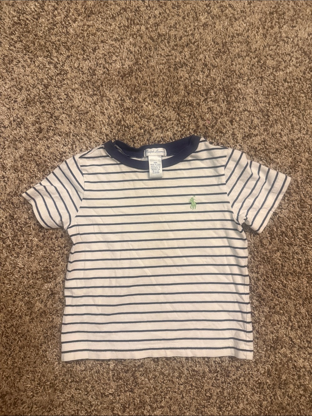 RALPH LAUREN navy blue striped popover T-shirt